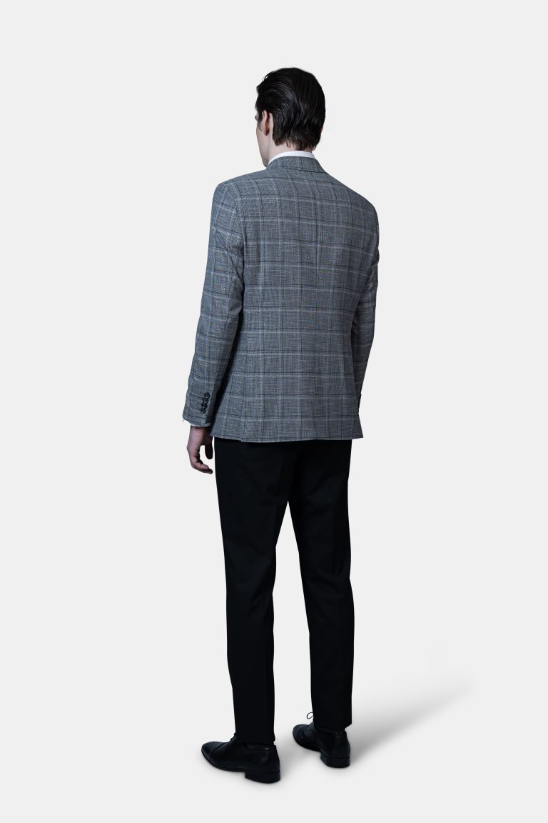 Gray Plaid Jacket with Black Vest and Trousers - Image 5