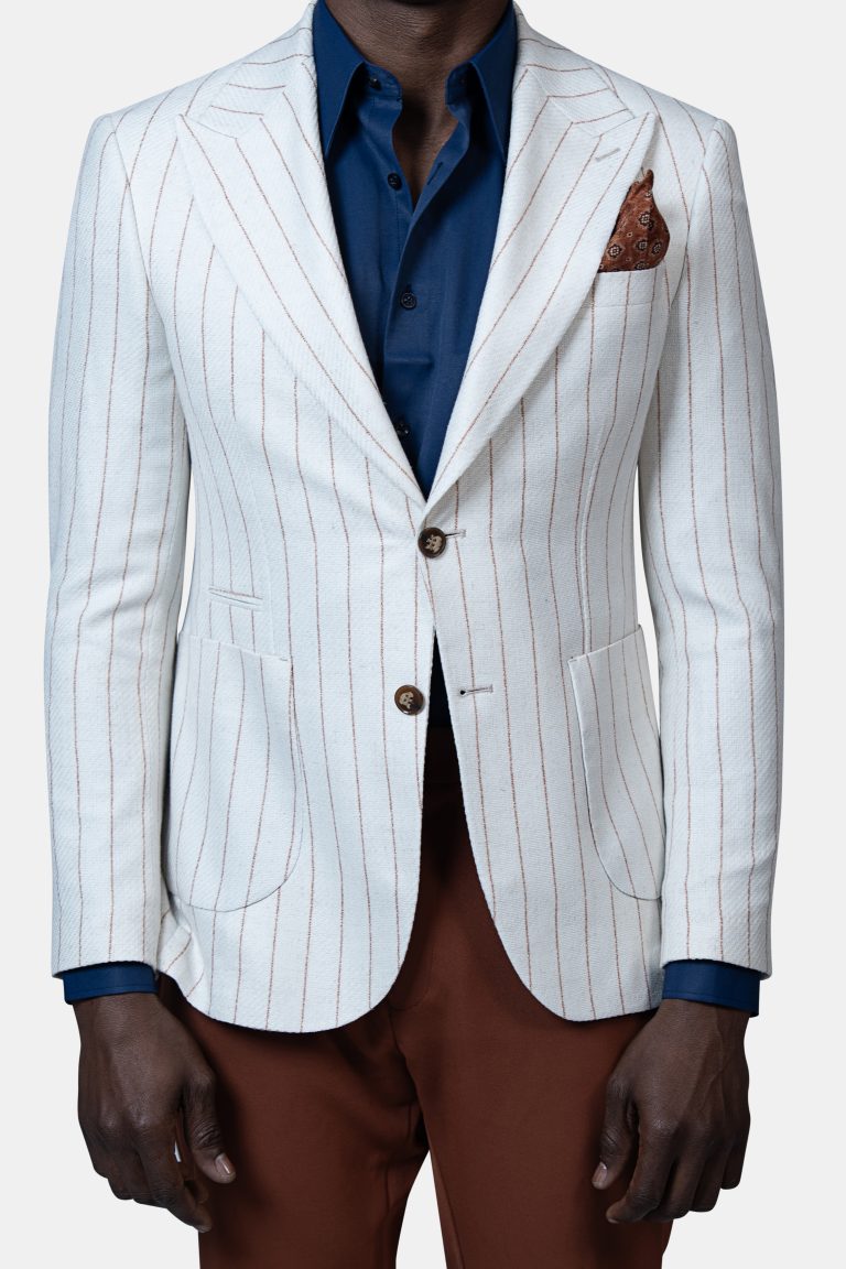 White Rust Pinstripe Blazer - Image 7