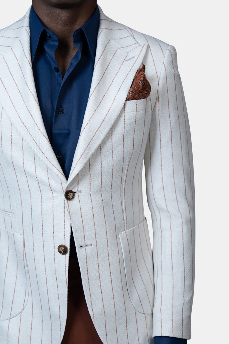 White Rust Pinstripe Blazer - Image 6