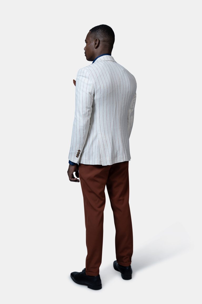 White Rust Pinstripe Blazer - Image 5