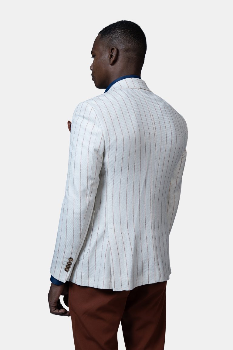 White Rust Pinstripe Blazer - Image 4