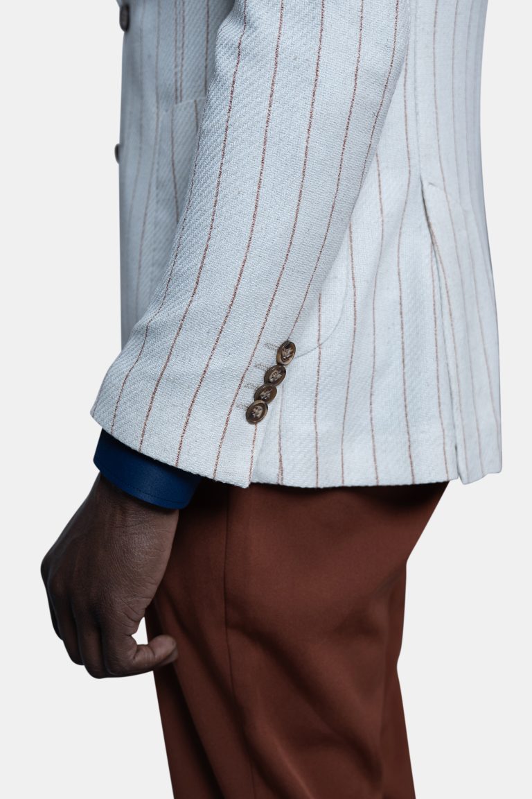 White Rust Pinstripe Blazer - Image 2