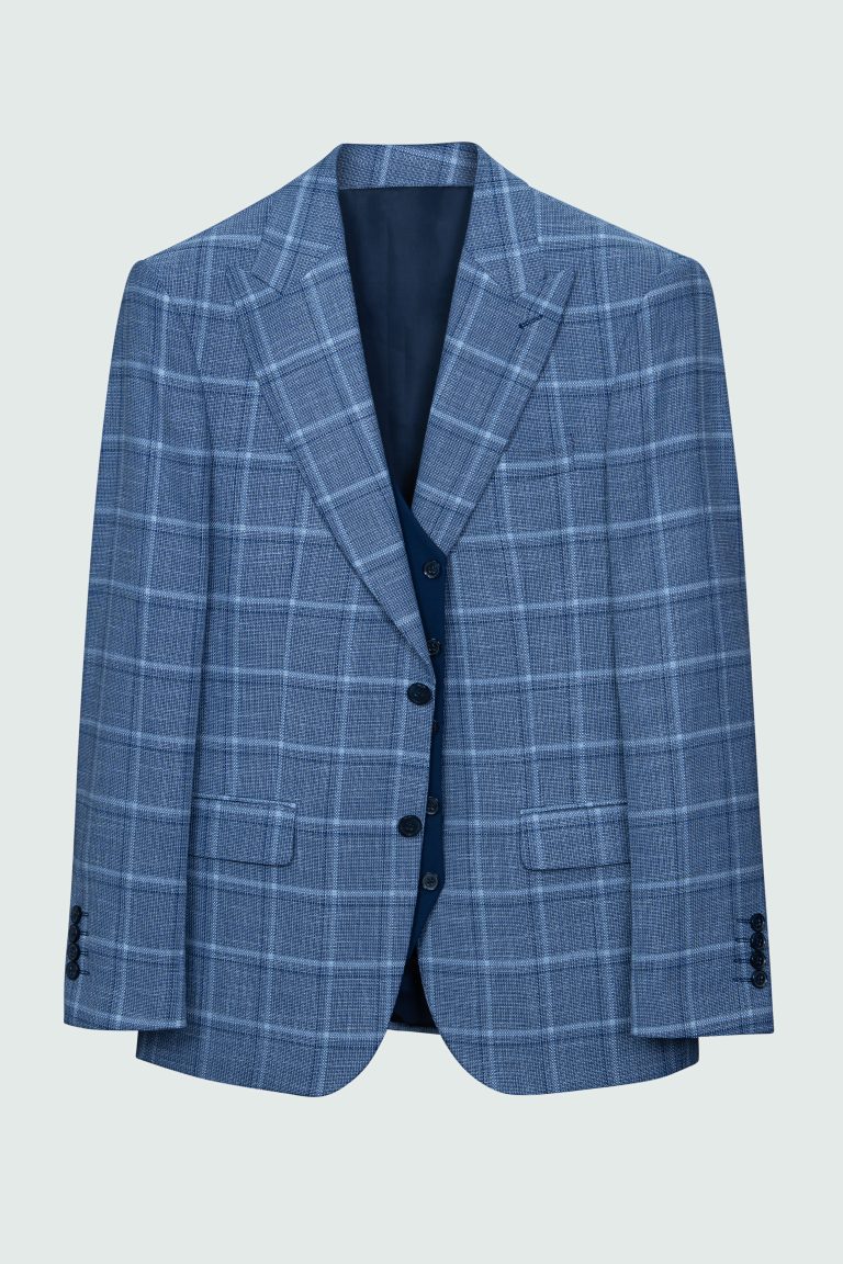 Gray Plaid Jacket with Black Vest and Trousers - Image 7